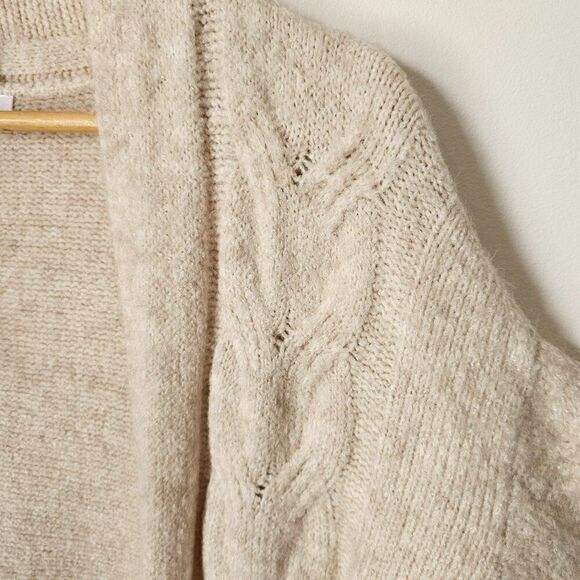 NEVER WORN LEITH CABLE KNIT COZY DUSTER / LONG OATMEAL CARDIGAN SIZE MEDIUM - Picture 11 of 16
